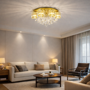 Modern Multi Light Crystal Semi Flush Ceiling Light
