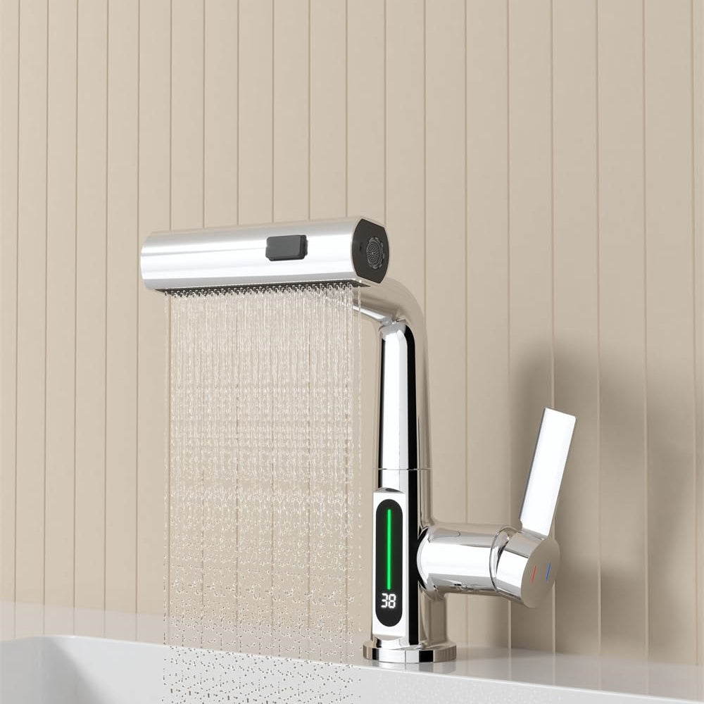 Digital Single Hole Brass Hot and Cold Basin Tap_Sliver