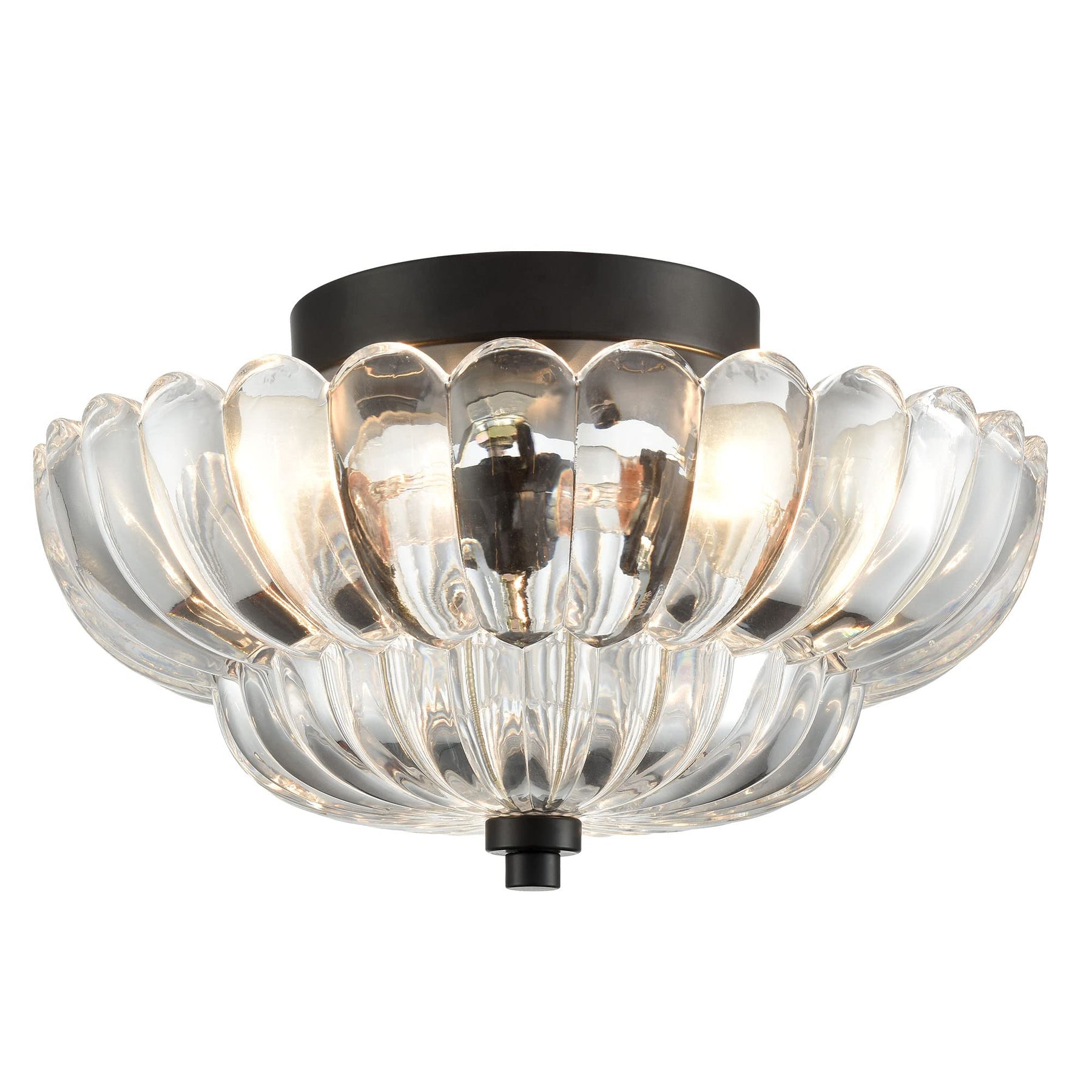 Vintage Amber Glass Semi-Flush Ceiling Light