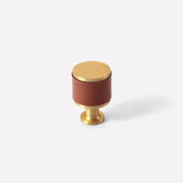 French Elegant Cowhide and Brass Cabinet Door Handle