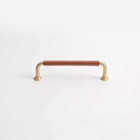 French Elegant Cowhide and Brass Cabinet Door Handle