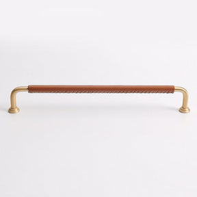 French Elegant Cowhide and Brass Cabinet Door Handle