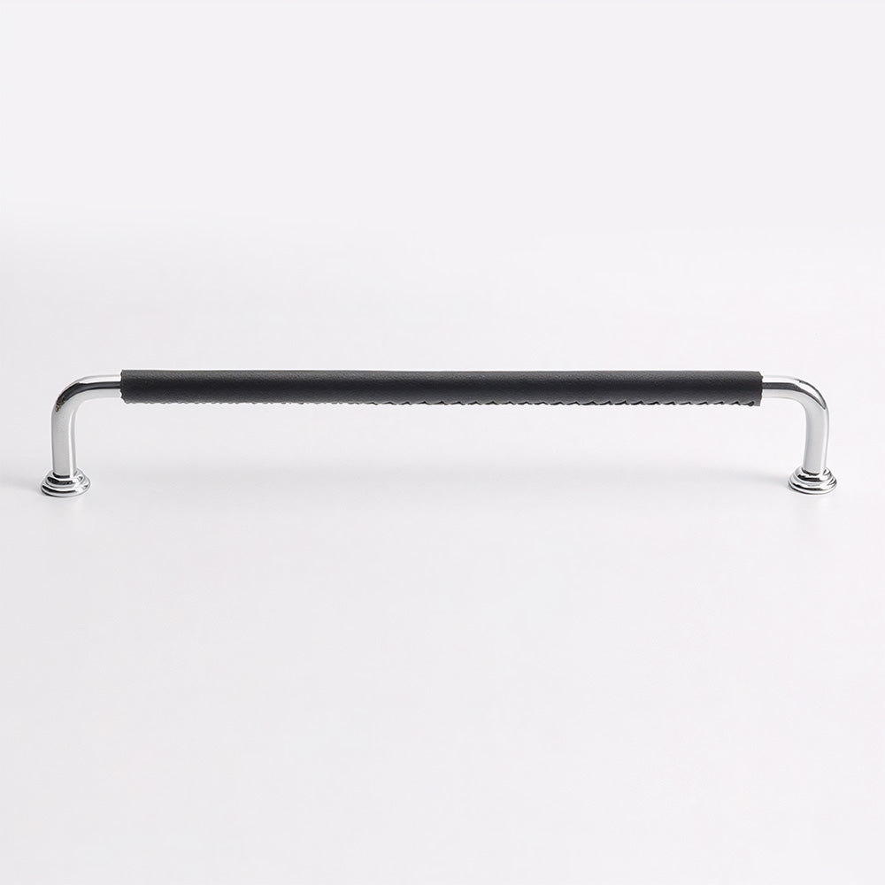 French Elegant Cowhide and Brass Cabinet Door Handle