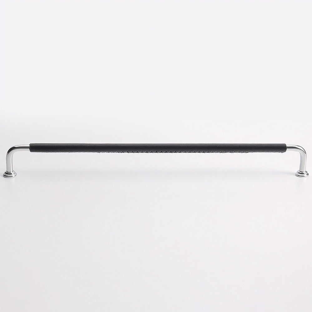 French Elegant Cowhide and Brass Cabinet Door Handle