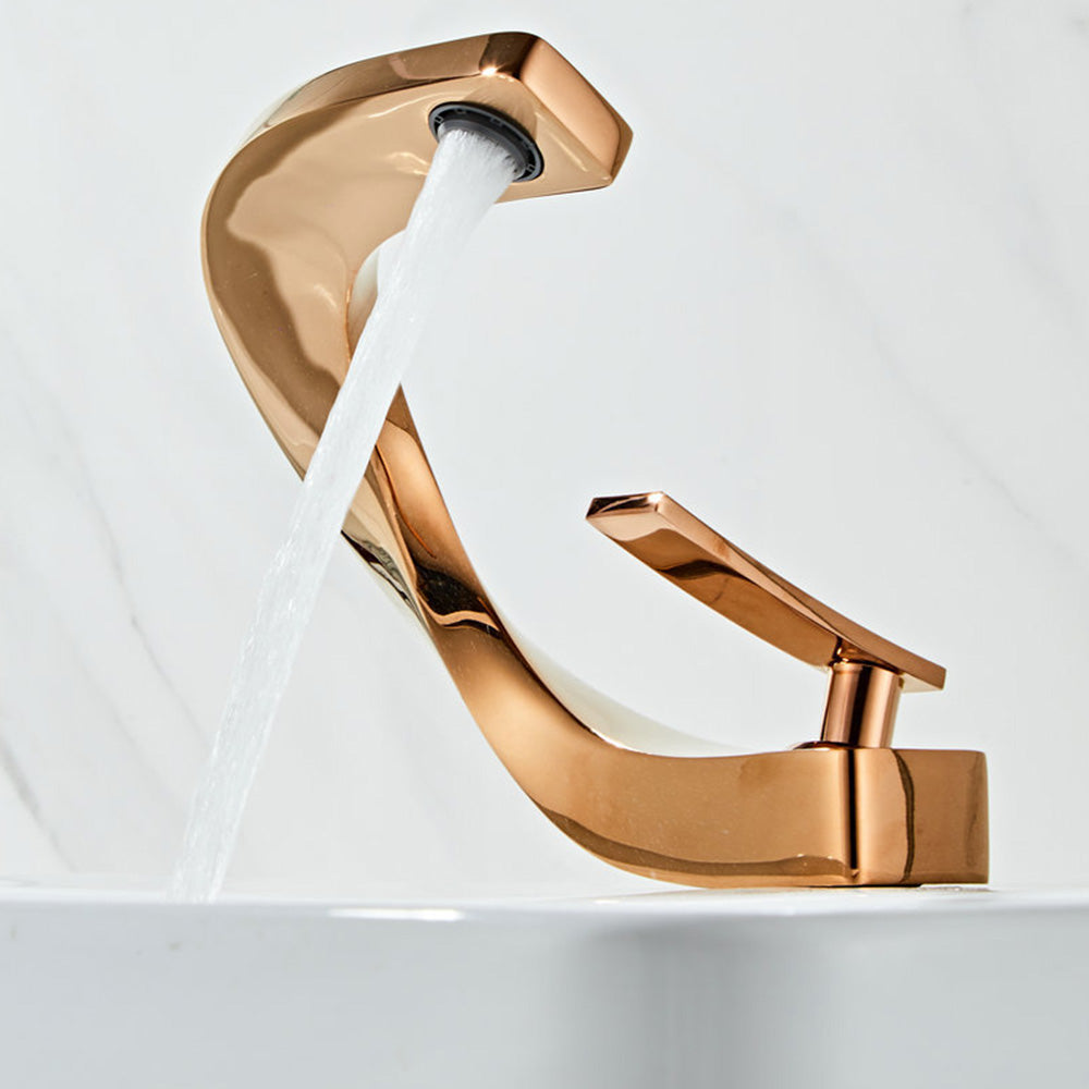 Elegant Loop Solid Brass Single Lever Bathroom Sink Tap