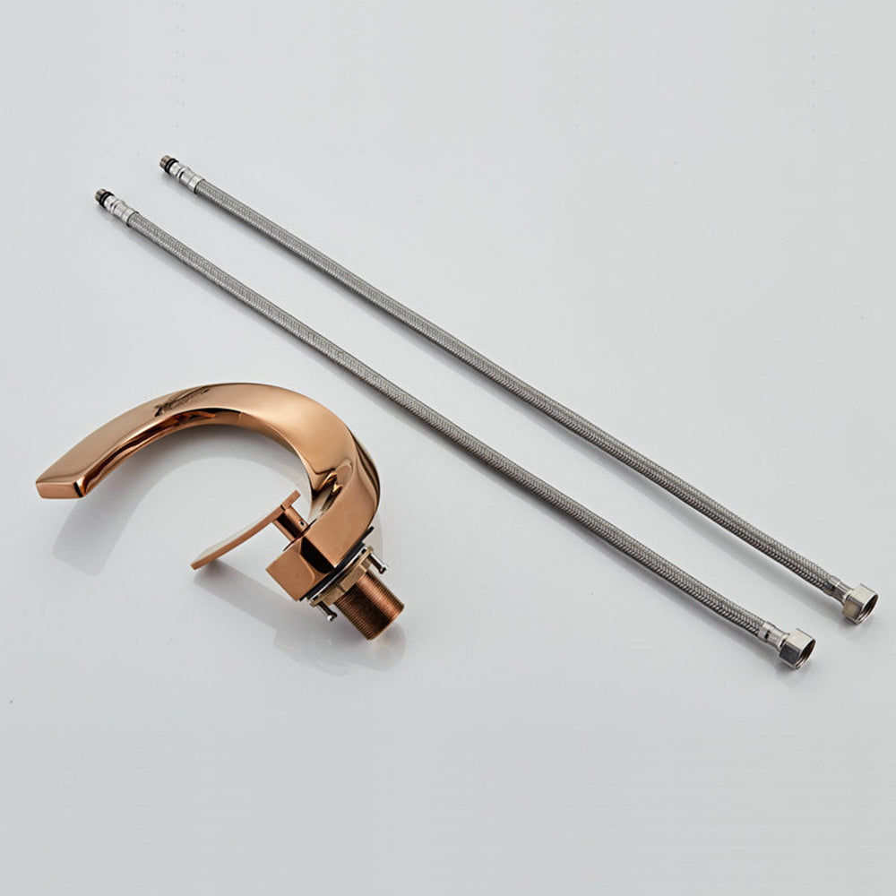 Elegant Loop Solid Brass Single Lever Bathroom Sink Tap