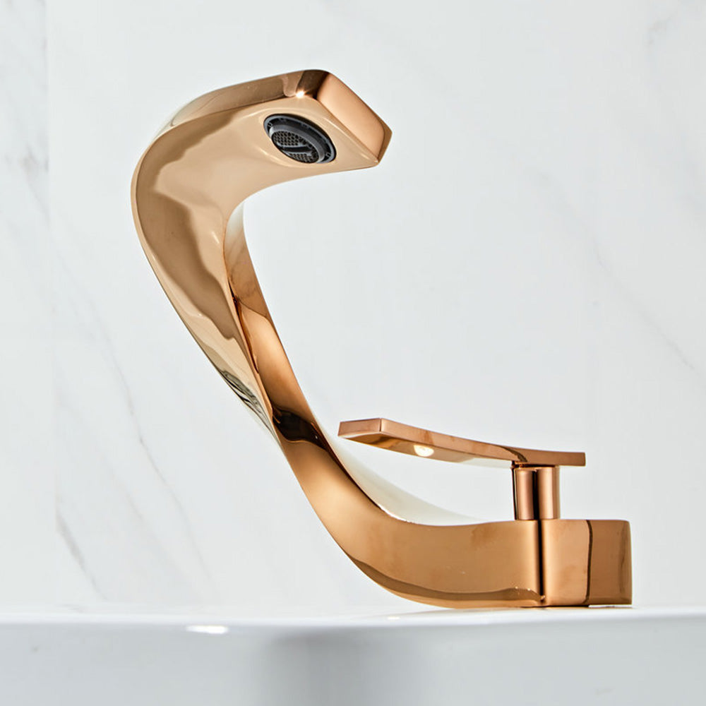 Elegant Loop Solid Brass Single Lever Bathroom Sink Tap