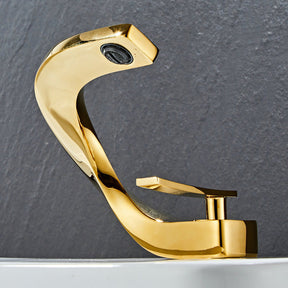 Elegant Loop Solid Brass Single Lever Bathroom Sink Tap