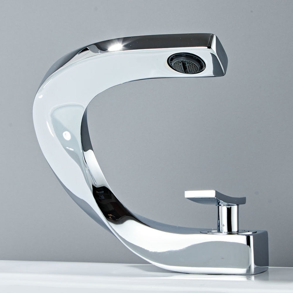 Elegant Loop Solid Brass Single Lever Bathroom Sink Tap