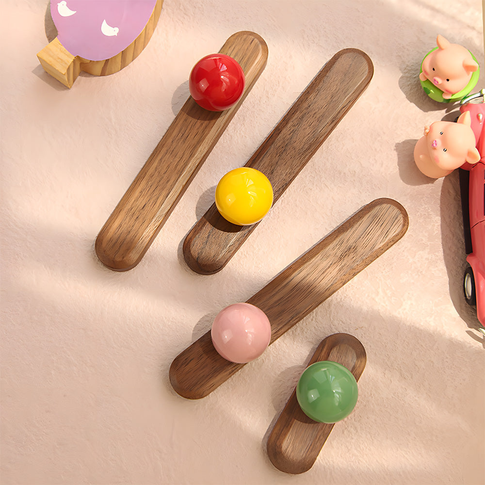 Playful Wooden Cabinet Handles with Sphere Ball Knobs