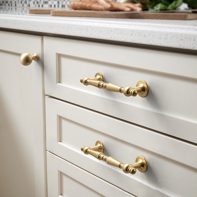 Vintage Simple Solid Brass Cabinet Handles