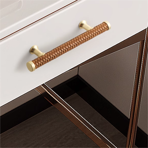 Fashionable Zinc Alloy Leather Drawer Cabinet Handle