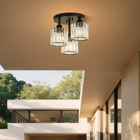 Modern Crystal Semi Flush Rounded Bedroom Ceiling Lights