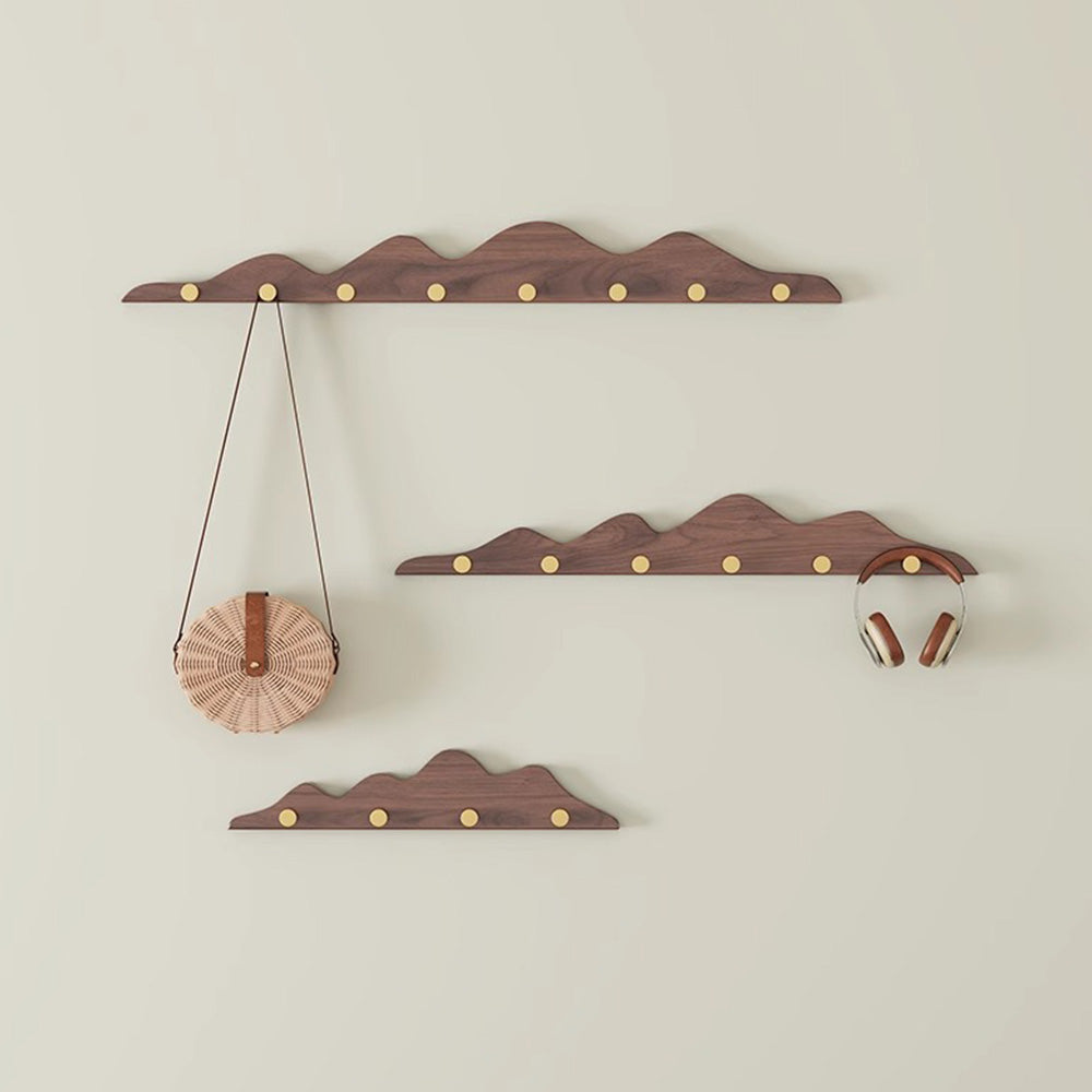 Mountain Shape Solid Wood Wall Hooks