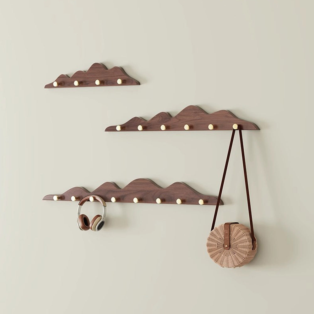 Mountain Shape Solid Wood Wall Hooks