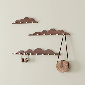 Mountain Shape Solid Wood Wall Hooks