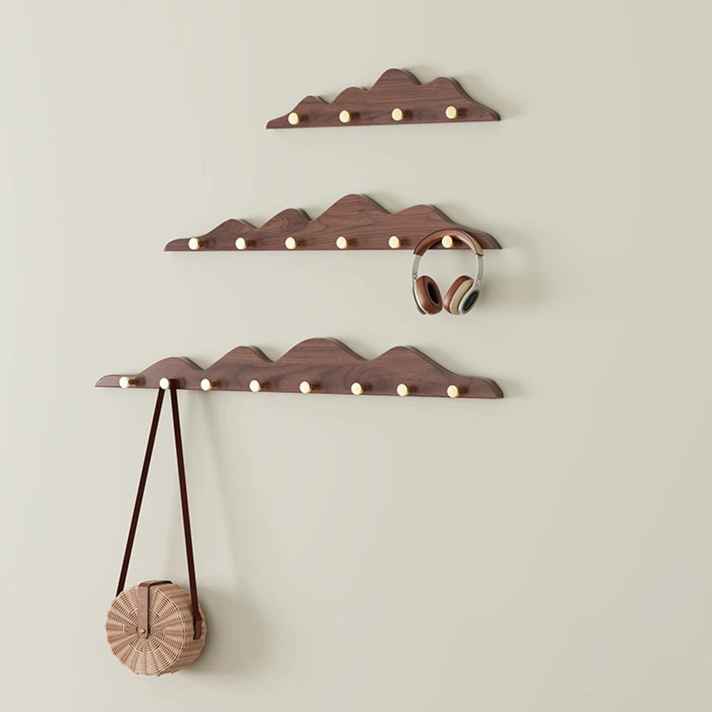 Mountain Shape Solid Wood Wall Hooks