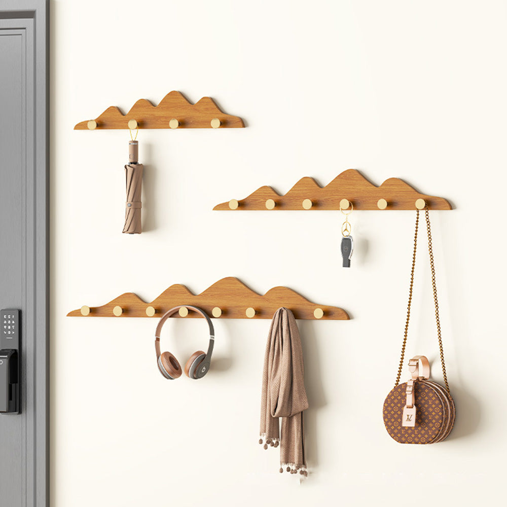 Mountain Shape Solid Wood Wall Hooks