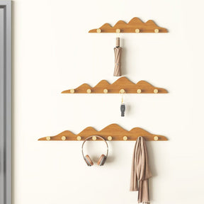 Mountain Shape Solid Wood Wall Hooks