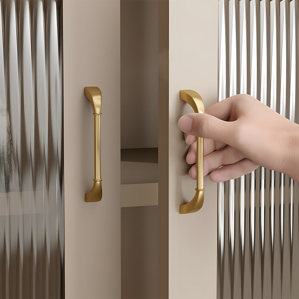 Elegant Solid Brass Ribbed D-Bar Kitchen Cabinet Handles