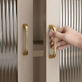 Elegant Solid Brass Ribbed D-Bar Kitchen Cabinet Handles
