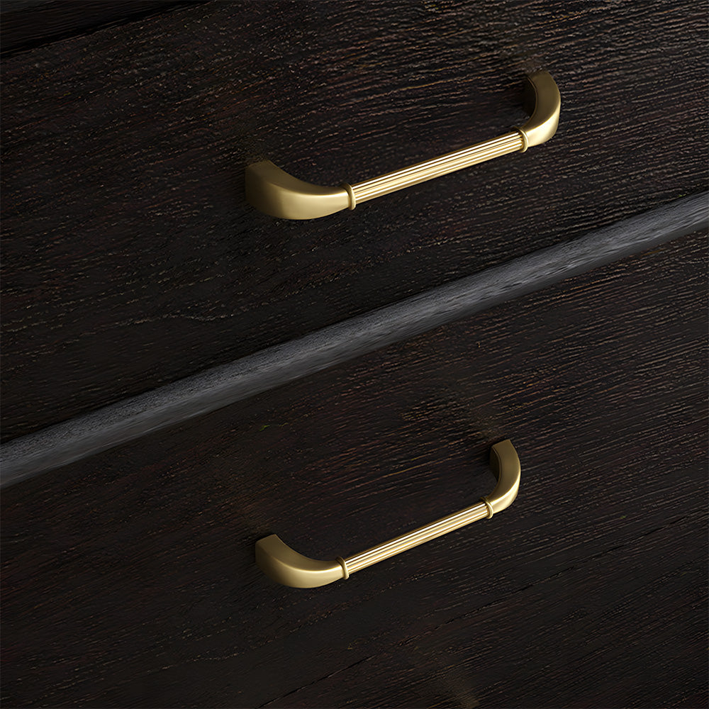 Elegant Solid Brass Ribbed D-Bar Kitchen Cabinet Handles