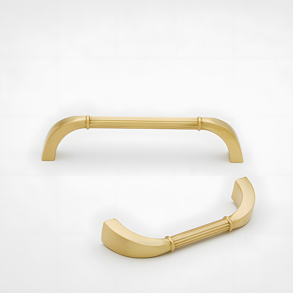 Elegant Solid Brass Ribbed D-Bar Kitchen Cabinet Handles