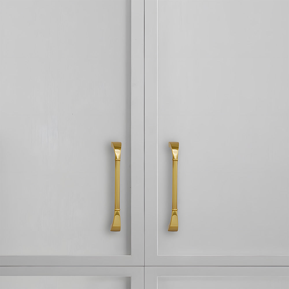 Elegant Solid Brass Ribbed D-Bar Kitchen Cabinet Handles
