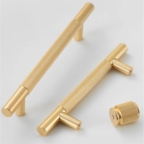 Modern Gold Knurled Bar Pull Handles