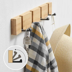 Modern Foldable Bamboo Wall Mounted Hooks for Wall