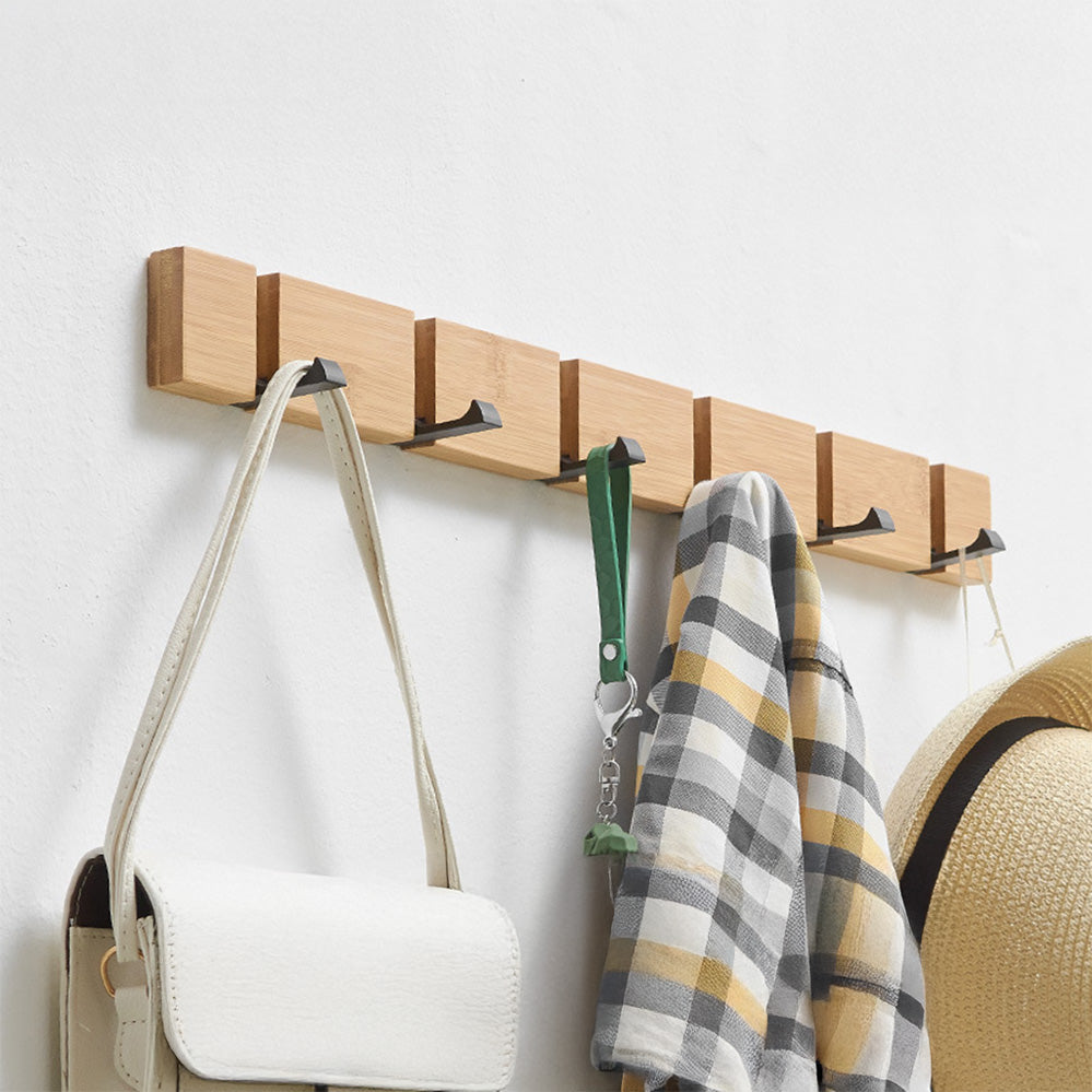 Modern Foldable Bamboo Wall Mounted Hooks for Wall