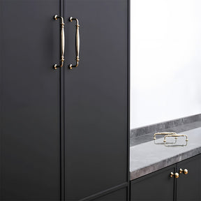 Retro Elegant Polished Brass Wardrobe Cabinet Pulls