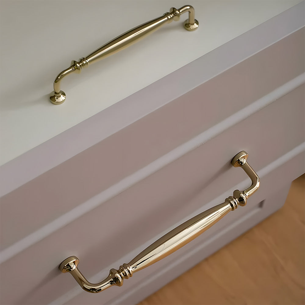 Retro Elegant Polished Brass Wardrobe Cabinet Pulls