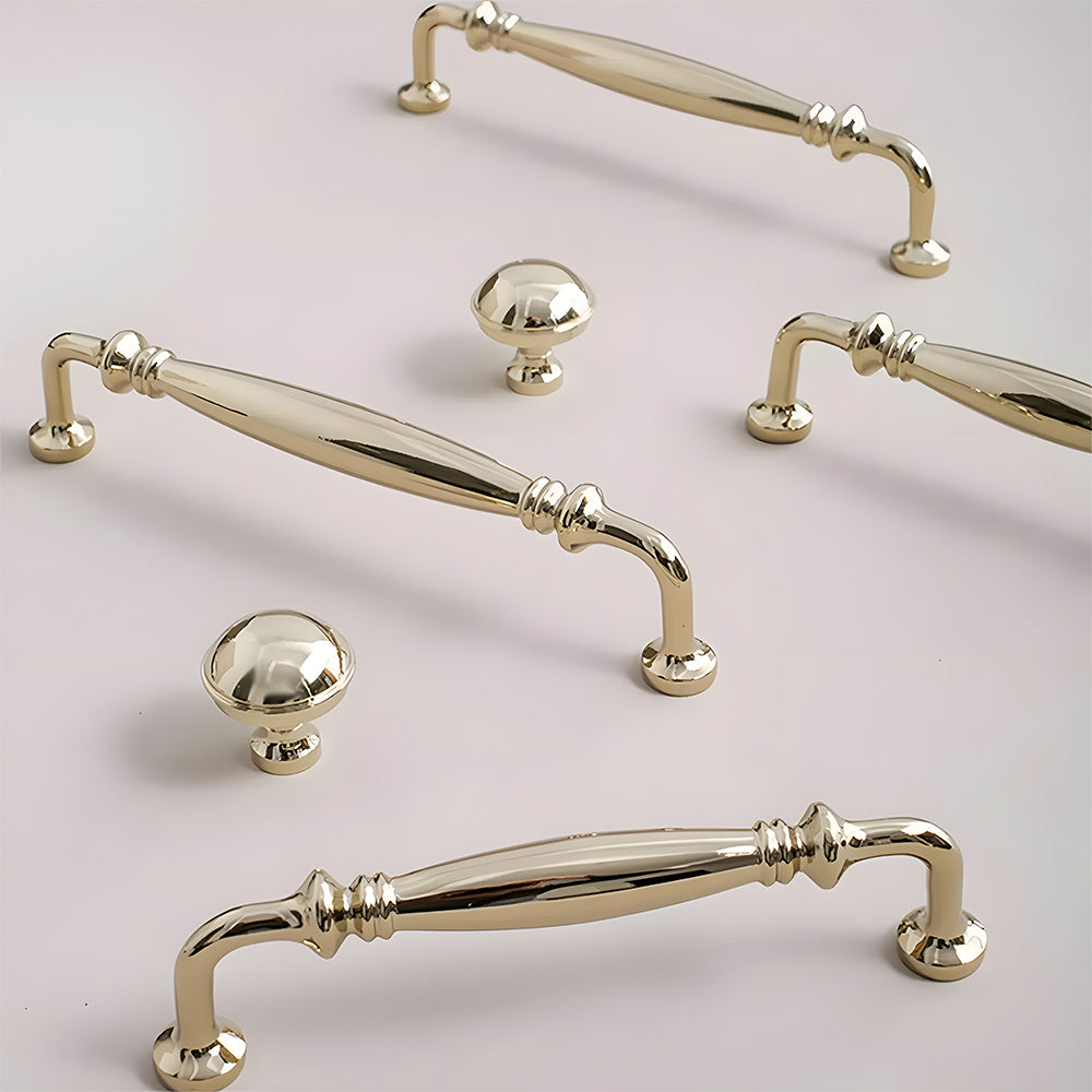Retro Elegant Polished Brass Wardrobe Cabinet Pulls