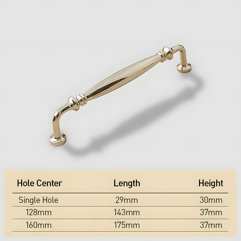 Retro Elegant Polished Brass Wardrobe Cabinet Pulls