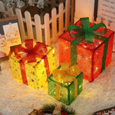 A Set of 3 Pcs Stylish LED Christmas Lighting Boxes Ornaments