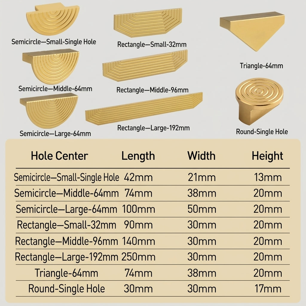 Unique Modern Semi-Circular Aluminum Alloy Gold Kitchen Cabinet Door Handle