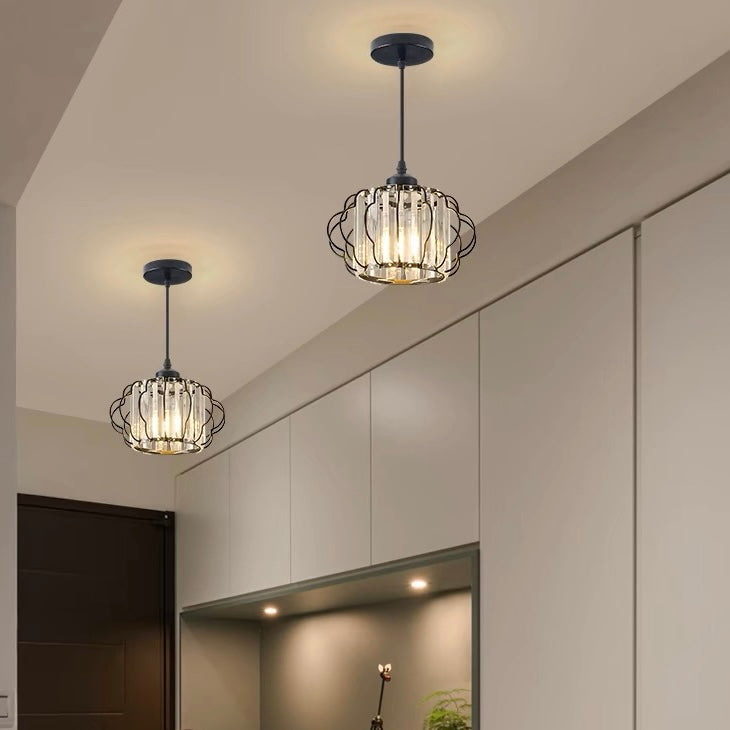 Luxurious Curved Iron Crystal Hallway Ceiling Light