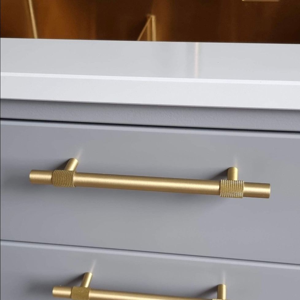 Brass Knurled Simple Matte Texture Cabinet Door Drawer Pulls