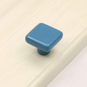 Colored Ceramic Square Single-Hole Cabinet Drawer Knobs