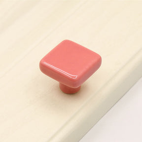 Colored Ceramic Square Single-Hole Cabinet Drawer Knobs