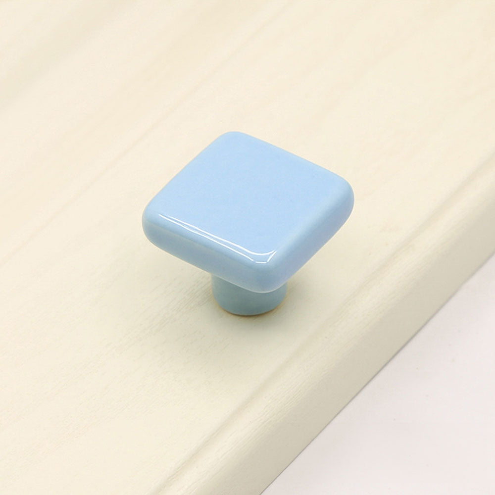 Colored Ceramic Square Single-Hole Cabinet Drawer Knobs