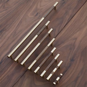 Luxury Brass Walnut T-bar Kitchen Cupboard Handles