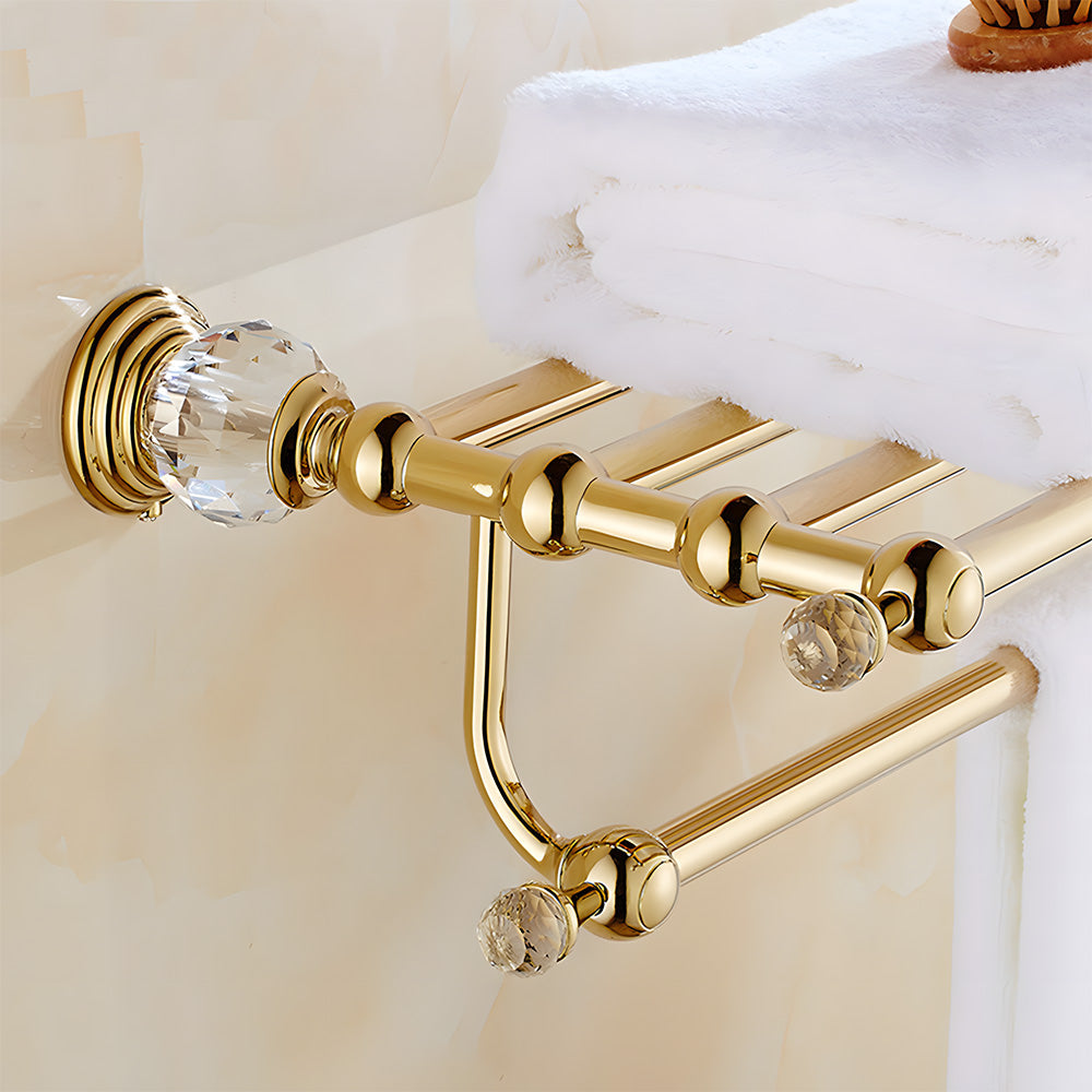 Luxury Crystal Wall Mounted Bathroom Towel Rack Shelf and Rail