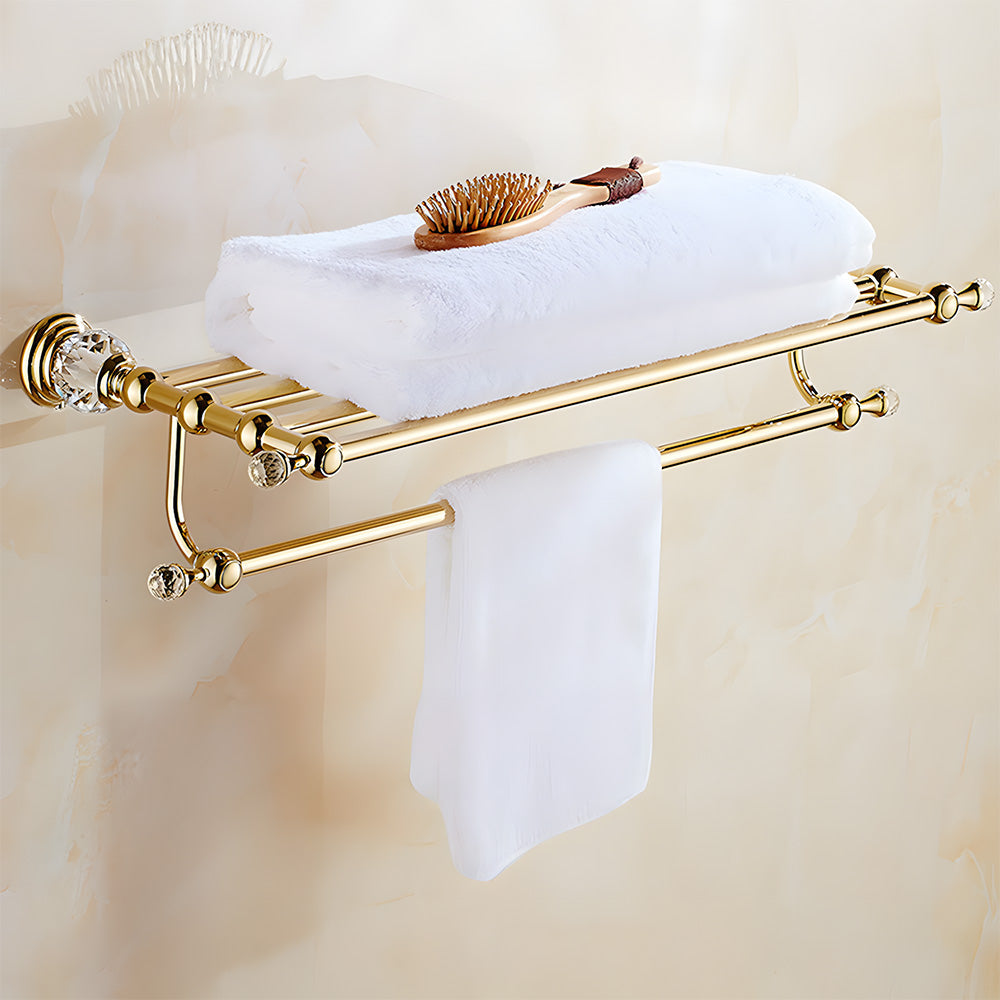 Luxury Crystal Wall Mounted Bathroom Towel Rack Shelf and Rail