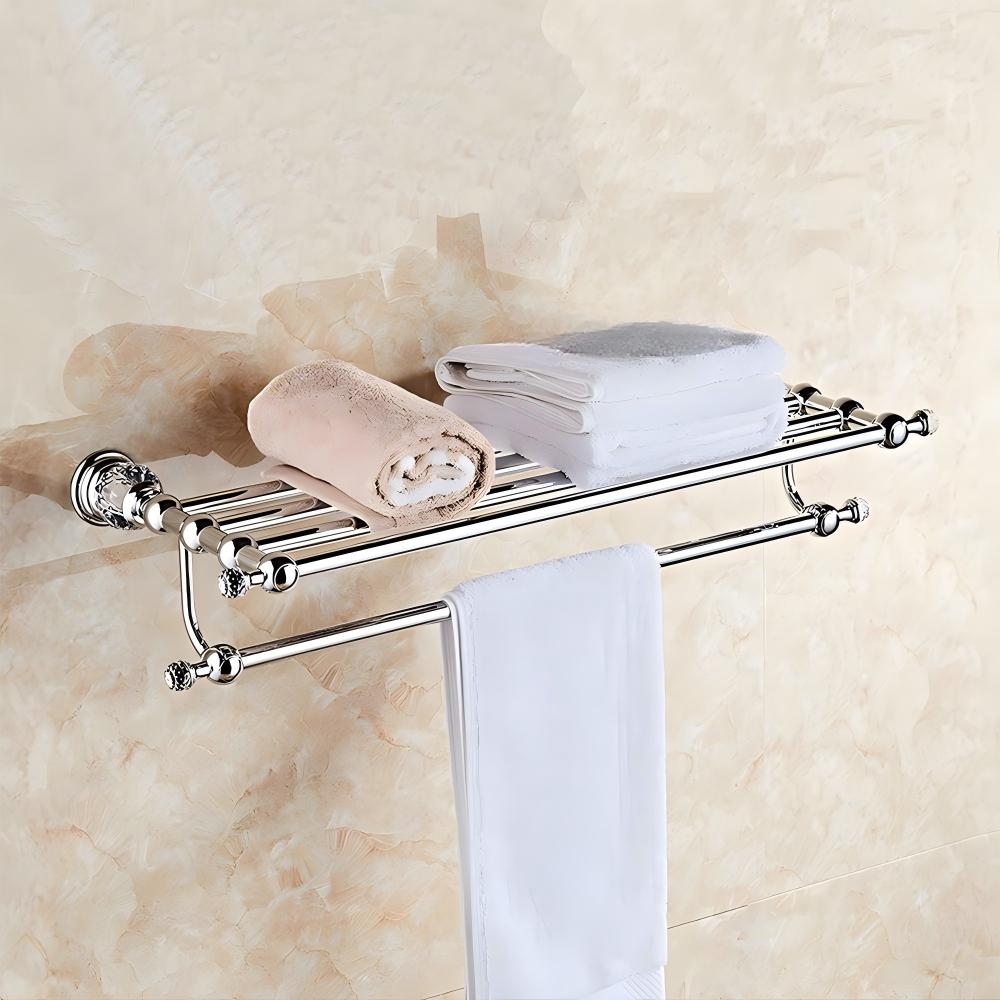 Luxury Crystal Wall Mounted Bathroom Towel Rack Shelf and Rail