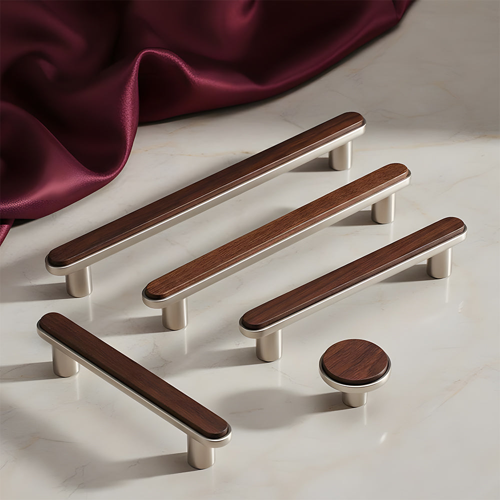 Modern Walnut Wooden Cabinet Handles