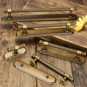 Antique Bronze Knurled Cabinet Pulls with Backplate