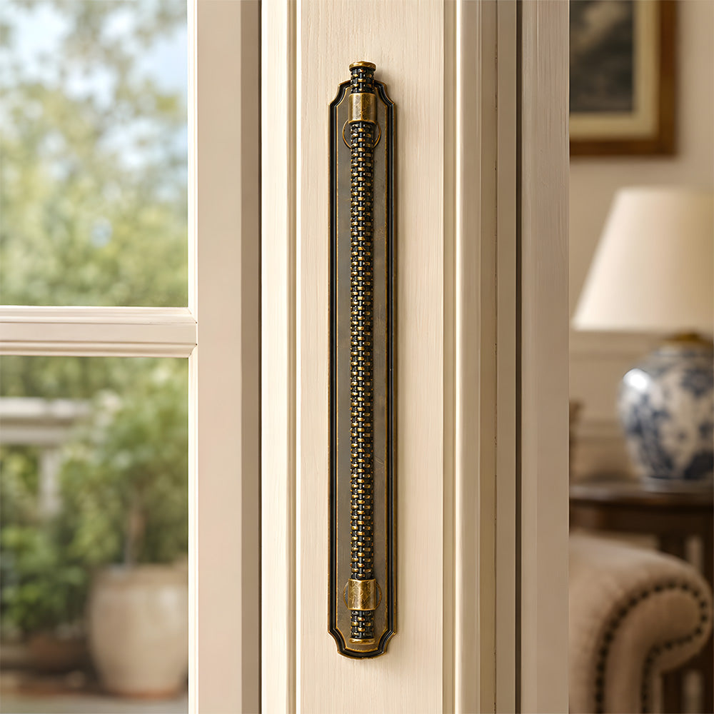 Antique Bronze Knurled Cabinet Pulls with Backplate