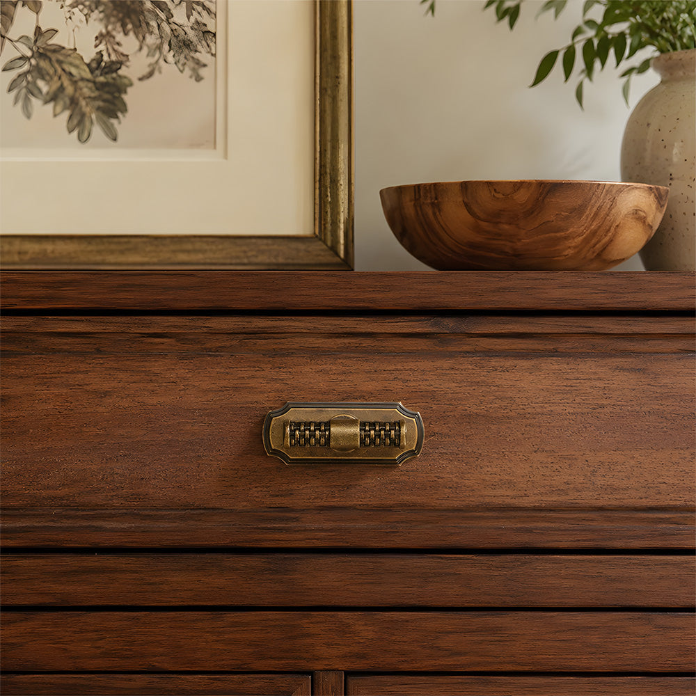 Antique Bronze Knurled Cabinet Pulls with Backplate